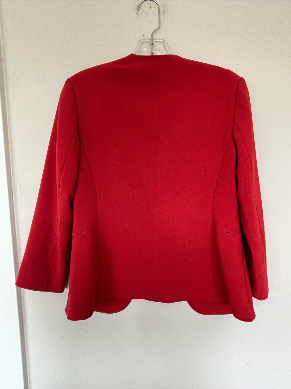 Theory Bright Red Collarless Women's Blazer - Picture 2 of 4